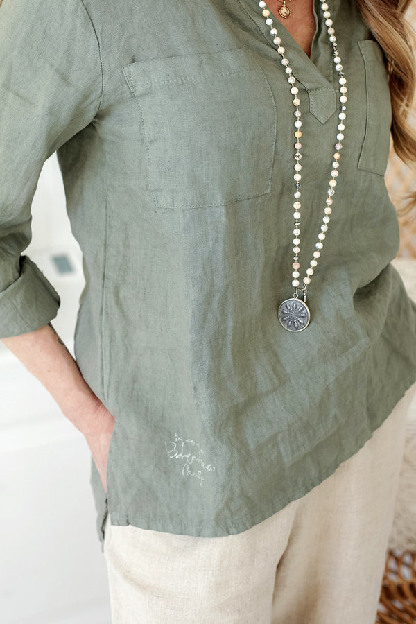 SHAGGY Linen Shirt Green von BYPIAS