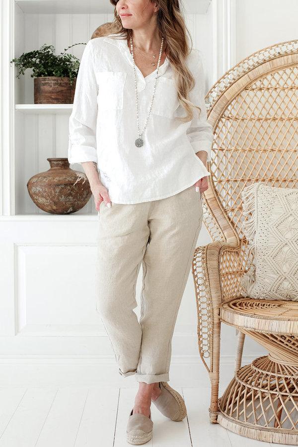 SHAGGY Linen Shirt White von BYPIAS