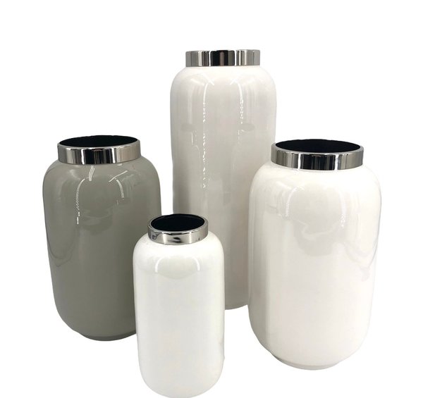 Vase SAIGON DUNKELGRAU/SILBER M von Gift Company