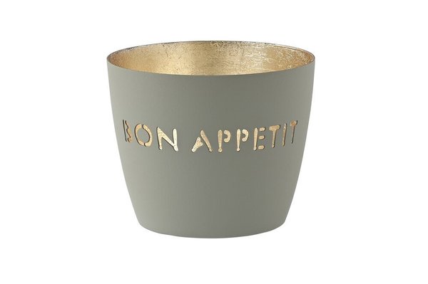 Madras Teelicht BON APPETIT cool grey/gold von Gift Company
