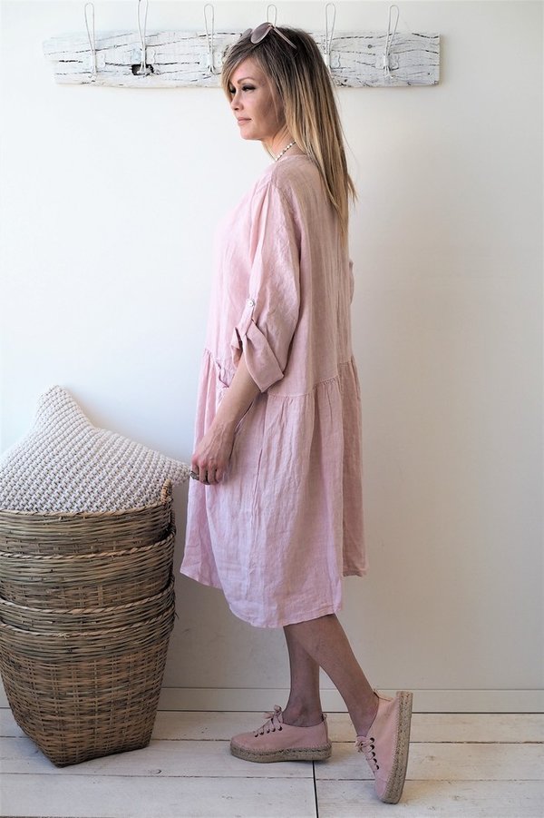 FLORENCE Linen Dress Light Pink von BYPIAS